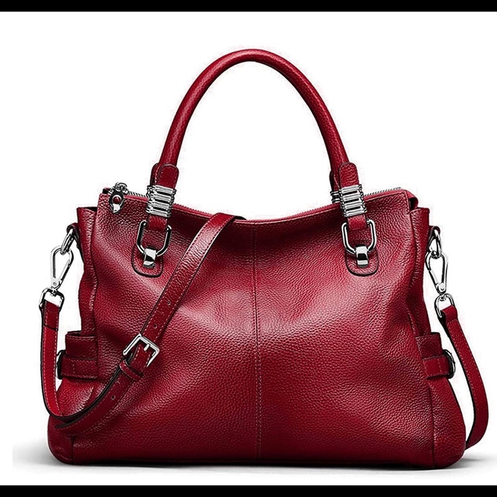 S-Zone red leather handbag